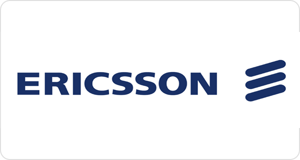 Blue Ericsson text and emblem