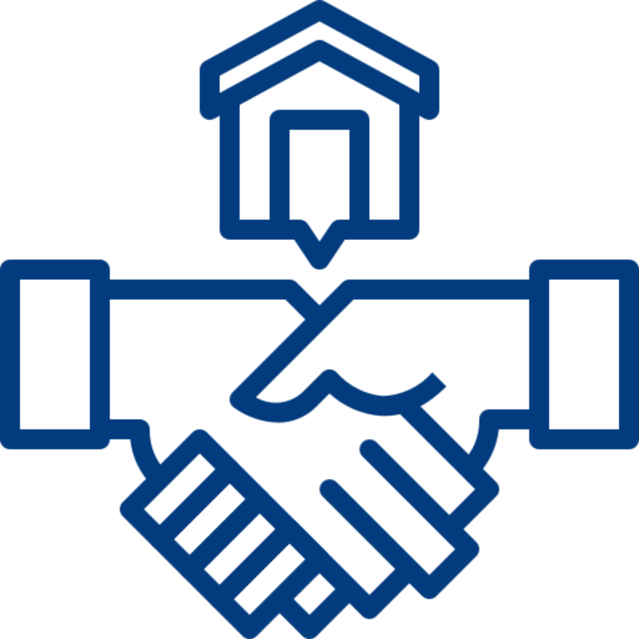 Handshake with house icon above it.